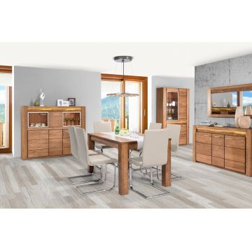 Set de mobila dining din furnir si pal, 5 piese Velvet Stejar Rustic