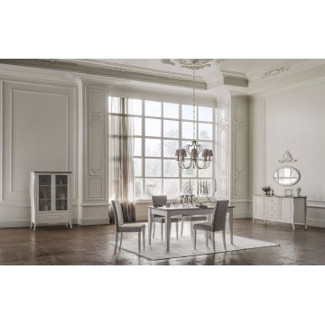 Set de mobila dining din pal, 8 piese Riena Stejar / Ivoir