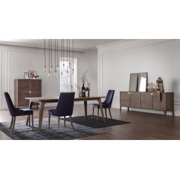 Set de mobila dining din pal, 9 piese Gold Nuc