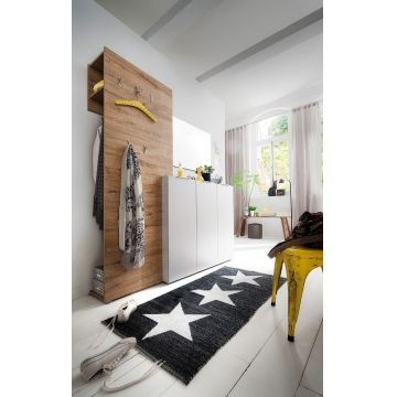Set de mobila hol din pal, 3 piese, Vicenza Large Alb / Natur