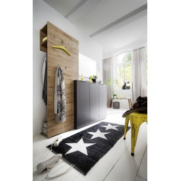 Set de mobila hol din pal, 3 piese, Vicenza Large Antracit / Natur