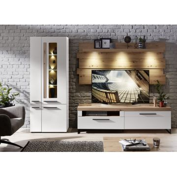 Intuition Array Slight Set de mobila living din MDF, 3 piese Loftis Alb / Stejar - SetMobila.ro