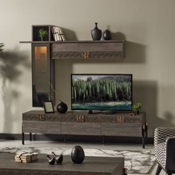 Nylon cease Cause Set de mobila living din pal si metal, 2 piese Wella Gri / Negru -  SetMobila.ro