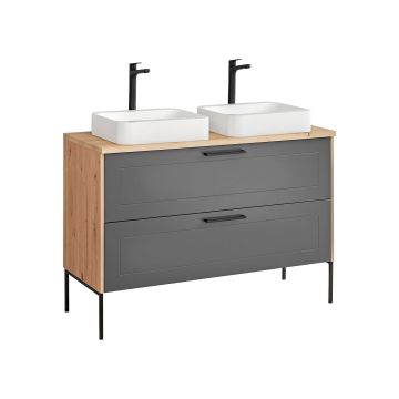 Set masca cu 2 lavoare, 120 cm, Madera Grafit / Stejar Set masca cu 2 lavoare, 120 cm, Madera Grafit / Stejar