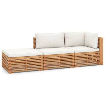 hobby Misleading likely Set mobilier modular pentru gradina / terasa, Miles Natural / Crem, canapea  2 locuri + taburet + masa de cafea - SetMobila.ro
