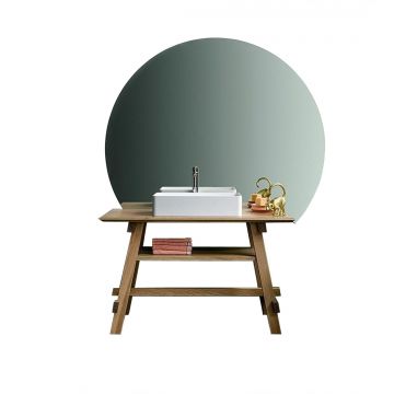 Set mobilier pentru baie, din lemn de stejar cu oglinda si LED, Arkitect Right Stejar / Alb 125 cm, 3 piese