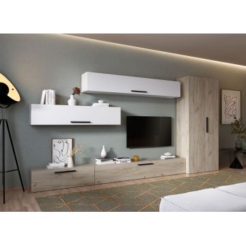 Living Pati 003 - Mobila Sufragerie Alba + Stejar