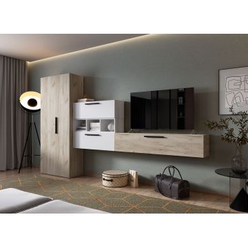 Living Pati 005 - Mobila Sufragerie Stejar + Alb
