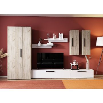 Living Pati 021 - Mobila Sufragerie Stejar + Alb