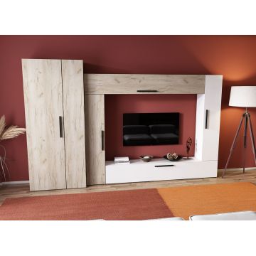 Living Pati 027 - Mobila Sufragerie Stejar + Alb
