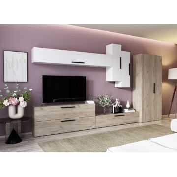 Living Pati 047 - Mobila Sufragerie Stejar + Alb