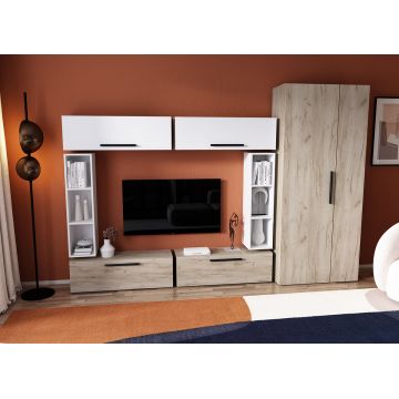 Living Pati 068 - Mobila Sufragerie Stejar + Alb