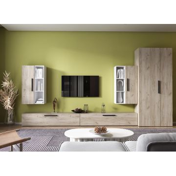Living Pati 088 - Mobila Sufragerie Stejar + Alb