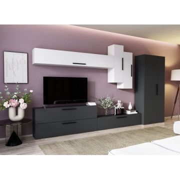 Living Pati 118 - Mobila Sufragerie Gri Antracit + Alb