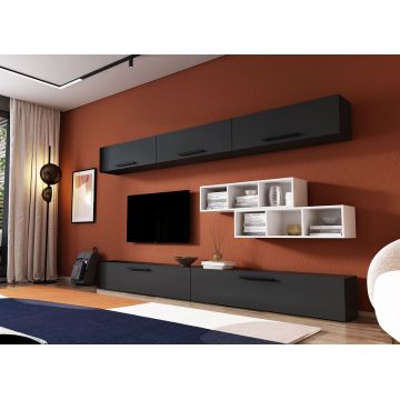 Living Pati 124 - Mobila Sufragerie Gri Antracit + Alb