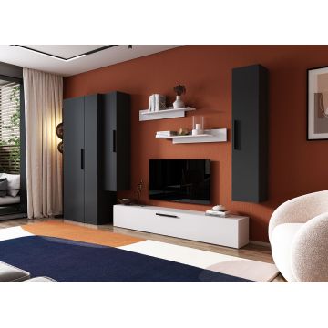 Living Pati 130 - Mobila Sufragerie Gri Antracit + Alb