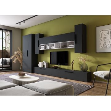 Living Pati 142 - Mobila Sufragerie Gri Antracit + Alb