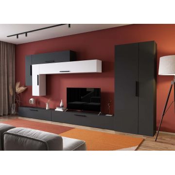 Living Pati 151 - Mobila Sufragerie Gri Antracit + Alb