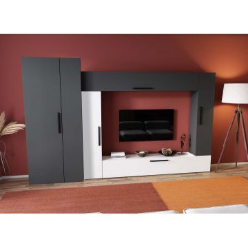 Living Pati 155 - Mobila Sufragerie Gri Antracit + Alb