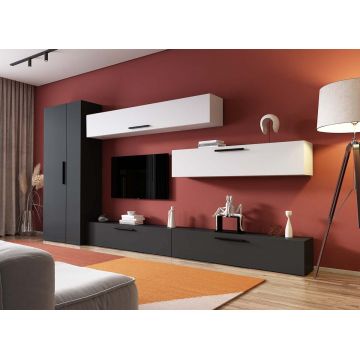 Living Pati 159 - Mobila Sufragerie Gri Antracit + Alb