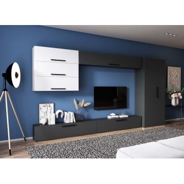 Living Pati 167 - Mobila Sufragerie Gri Antracit + Alb