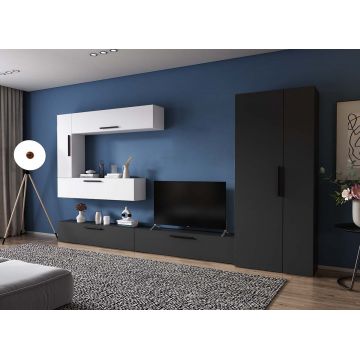 Living Pati 171 - Mobila Sufragerie Gri Antracit + Alb
