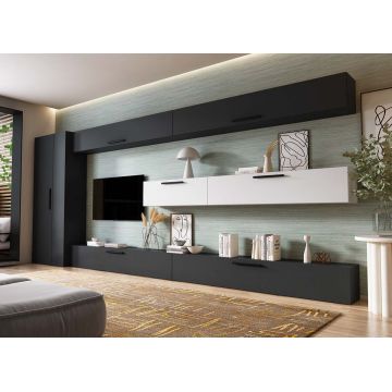 Living Pati 197 - Mobila Sufragerie Gri Antracit + Alb