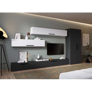 Living Pati 205 - Mobila Sufragerie Gri Antracit + Alb