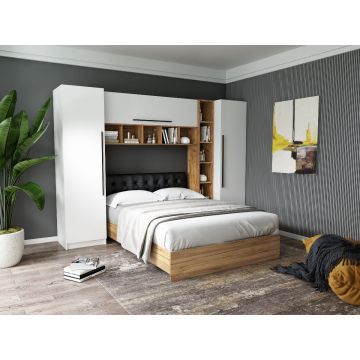 Set Dormitor Timea 2.84m cu pat tapitat Wenge incadrat