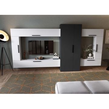 Living Pati 211 - Mobila Sufragerie Gri Antracit + Alb