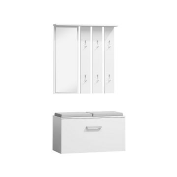 Set de mobila hol din pal, 2 piese, Peer-001 Alb Mat