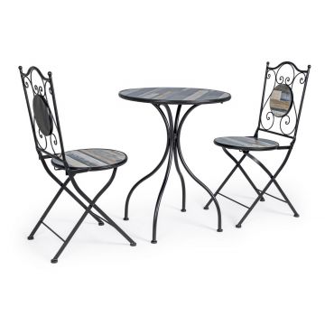 Spicy Scottish Treaty Set masa + 2 scaune pliabile pentru gradina / terasa, din ceramica si metal, Huston Multicolor / Negru, Ø60xH75 cm - SetMobila.ro Spicy Scottish Treaty Set masa + 2 scaune pliabile pentru gradina / terasa, din ceramica si metal, Huston Multicolor / Negru, Ø60xH75 cm - SetMobila.ro