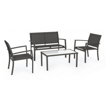 Set mobilier pentru gradina / terasa, Trent Antracit, banca 2 locuri + 2 scaune + masa de cafea
