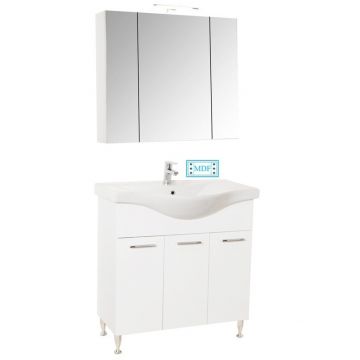 Set Baza, lavoar baie GN1531 cu usi si oglinda Celine - 80 cm
