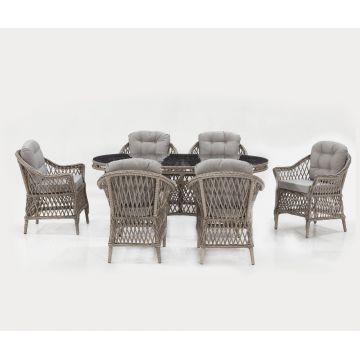 Set mobilier gradina / terasa Nova Antracit, masa + 6 fotolii, L180xl75xH90 cm
