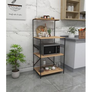 Dulap de bucatarie Anemon, Kalune Design, 60x45x124 cm, natural/negru