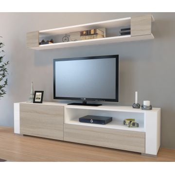 Mobilier pentru living Arya, Decorotika, 2 piese, 180x31.5x44 cm, alb/natural