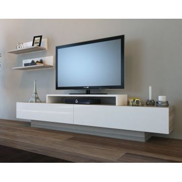 Mobilier pentru living Lusi, Decorotika, 4 piese, 180x31x40 cm, alb/natural