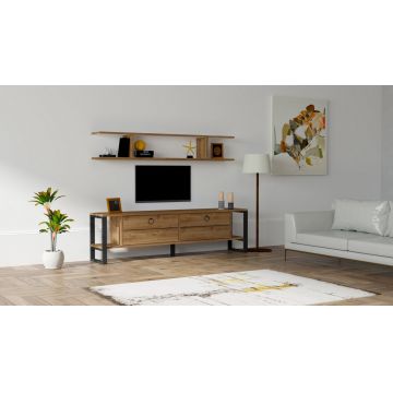 Mobilier pentru living Melis, Puqa Design, 2 piese, 160x30x45 cm, maro
