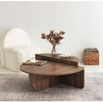 Set 2 masuta pentru cafea Podium, Neostill, 90x60x30 cm / 85x30x35 cm, maro