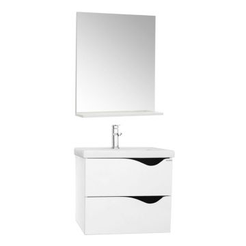Set Baza si lavoar GN0971 suspendat si Oglinda GN0551 - 60 cm, alb