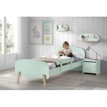 Set Mobila dormitor din lemn de pin si MDF, pentru copii 5 piese Kiddy Verde Mint, 200 x 90 cm