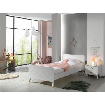 Set Mobila dormitor din pal si MDF, pentru copii 2 piese Billy Alb, 200 x 90 cm
