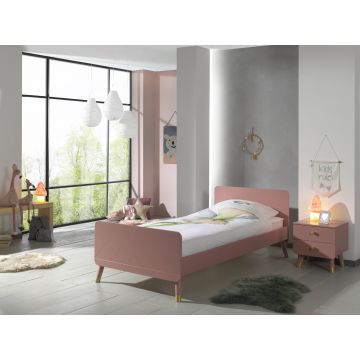Set Mobila dormitor din pal si MDF, pentru copii 2 piese Billy Roz, 200 x 90 cm