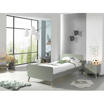 Set Mobila dormitor din pal si MDF, pentru copii 2 piese Billy Verde Olive, 200 x 90 cm