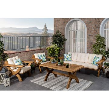 Set mobilier gradina / terasa Albatros Crem, masa + 2 fotolii + canapea 3 locuri