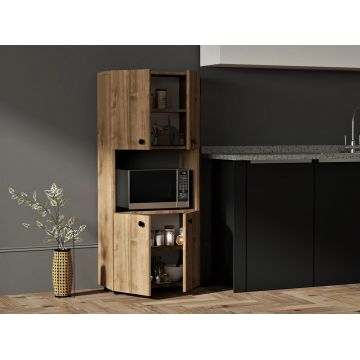 Dulap pentru bucatarie, Pua Design, Efe, 60 x 140 x 31.4 cm, pal melaminat, nuc