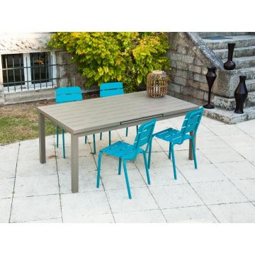 Set de dining pentru grădină albastru/maro din aluminiu pentru 4 persoane Typon - Ezeis