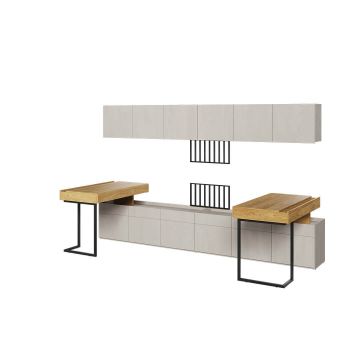 Set Mobilier Birou din pal, pentru copii si tineret, 7 piese, Teen Flex Set 06B Small Natural / Gri / Negru