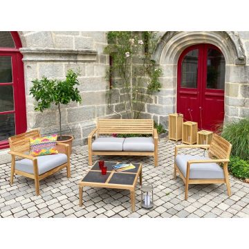 Set mobilier de grădină gri din lemn de tec pentru 4 persoane Aquariva - Ezeis
